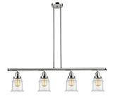 214-PN-G182 4-Light 50.625" Polished Nickel Island Light - Clear Canton Glass - LED Bulb - Dimmensions: 50.625 x 6 x 11<br>Minimum Height : 21.5<br>Maximum Height : 45.5 - Sloped Ceiling Compatible: Yes