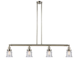 214-PN-G184S 4-Light 50.625" Polished Nickel Island Light - Seedy Small Canton Glass - LED Bulb - Dimmensions: 50.625 x 6 x 11<br>Minimum Height : 19.75<br>Maximum Height : 43.75 - Sloped Ceiling Compatible: Yes