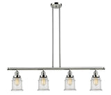 214-PN-G184 4-Light 50.625" Polished Nickel Island Light - Seedy Canton Glass - LED Bulb - Dimmensions: 50.625 x 6 x 11<br>Minimum Height : 21.5<br>Maximum Height : 45.5 - Sloped Ceiling Compatible: Yes