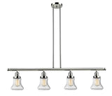 214-PN-G194 4-Light 50.875" Polished Nickel Island Light - Seedy Bellmont Glass - LED Bulb - Dimmensions: 50.875 x 6.25 x 11<br>Minimum Height : 20.5<br>Maximum Height : 44.5 - Sloped Ceiling Compatible: Yes