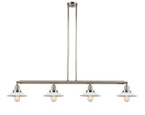 214-PN-G1 4-Light 53.125" Polished Nickel Island Light - White Halophane Glass - LED Bulb - Dimmensions: 53.125 x 8.5 x 8<br>Minimum Height : 16.25<br>Maximum Height : 40.25 - Sloped Ceiling Compatible: Yes