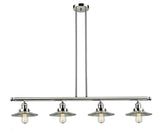 214-PN-G2 4-Light 53.125" Polished Nickel Island Light - Clear Halophane Glass - LED Bulb - Dimmensions: 53.125 x 8.5 x 8<br>Minimum Height : 16.25<br>Maximum Height : 40.25 - Sloped Ceiling Compatible: Yes