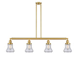214-SG-G194 4-Light 50.875" Satin Gold Island Light - Seedy Bellmont Glass - LED Bulb - Dimmensions: 50.875 x 6.25 x 11<br>Minimum Height : 20.5<br>Maximum Height : 44.5 - Sloped Ceiling Compatible: Yes