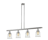 214-SN-G182 4-Light 50.625" Brushed Satin Nickel Island Light - Clear Canton Glass - LED Bulb - Dimmensions: 50.625 x 6 x 11<br>Minimum Height : 21.5<br>Maximum Height : 45.5 - Sloped Ceiling Compatible: Yes