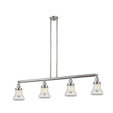 214-SN-G192 4-Light 50.875" Brushed Satin Nickel Island Light - Clear Bellmont Glass - LED Bulb - Dimmensions: 50.875 x 6.25 x 11<br>Minimum Height : 20.5<br>Maximum Height : 44.5 - Sloped Ceiling Compatible: Yes
