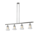 214-SN-G194 4-Light 50.875" Brushed Satin Nickel Island Light - Seedy Bellmont Glass - LED Bulb - Dimmensions: 50.875 x 6.25 x 11<br>Minimum Height : 20.5<br>Maximum Height : 44.5 - Sloped Ceiling Compatible: Yes