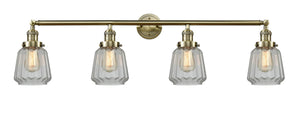 4-Light 42.25" Antique Brass Bath Vanity Light - Clear Chatham Glass LED