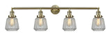4-Light 42.25" Antique Brass Bath Vanity Light - Clear Chatham Glass LED