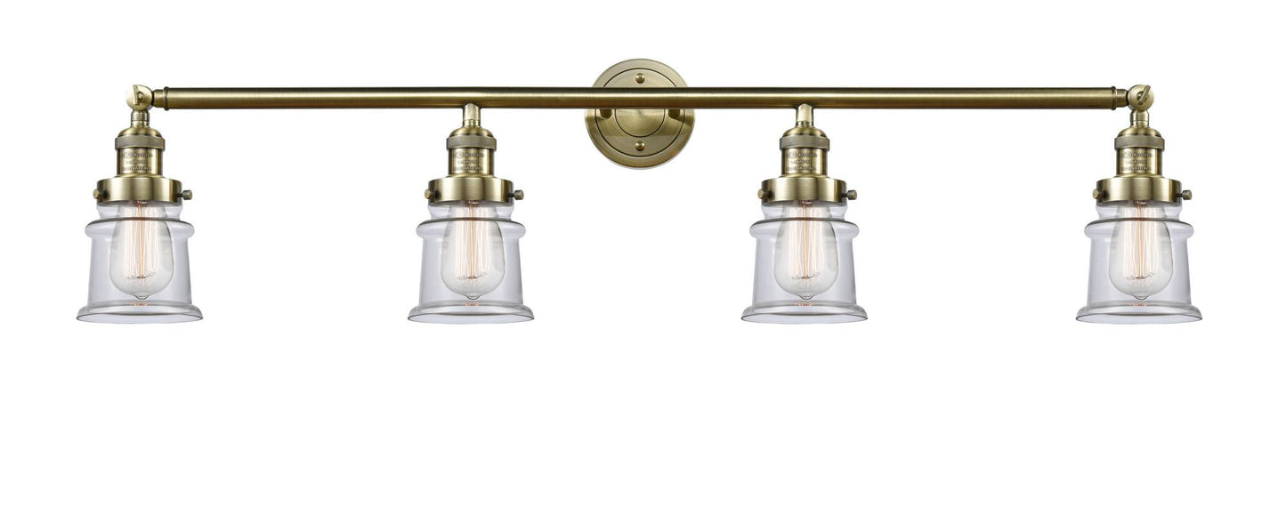 4-Light 42" Antique Brass Bath Vanity Light - Clear Small Canton Glass LED