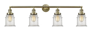 4-Light 42" Antique Brass Bath Vanity Light - Seedy Canton Glass LED