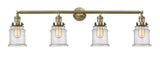 4-Light 42" Antique Brass Bath Vanity Light - Seedy Canton Glass LED