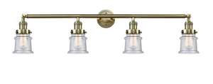 4-Light 42" Antique Brass Bath Vanity Light - Seedy Small Canton Glass LED