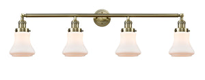 4-Light 42.25" Antique Brass Bath Vanity Light - Matte White Bellmont Glass LED