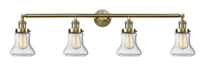 4-Light 42.25" Antique Brass Bath Vanity Light - Seedy Bellmont Glass LED