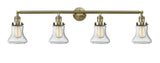 4-Light 42.25" Antique Brass Bath Vanity Light - Seedy Bellmont Glass LED