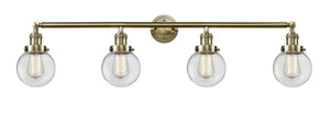 4-Light 42" Antique Brass Bath Vanity Light - Clear Beacon Glass LED