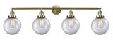 4-Light 44" Antique Brass Bath Vanity Light - Clear Beacon Glass LED