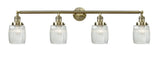 4-Light 42" Antique Brass Bath Vanity Light - Thick Clear Halophane Colton Glass LED
