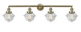 4-Light 46" Antique Brass Bath Vanity Light - Clear Small Oxford Glass LED