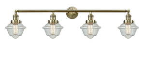 4-Light 46" Antique Brass Bath Vanity Light - Seedy Small Oxford Glass LED