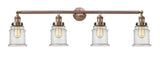 215-AC-G184 4-Light 42" Antique Copper Bath Vanity Light - Seedy Canton Glass - LED Bulb - Dimmensions: 42 x 7.5 x 11.25 - Glass Up or Down: Yes