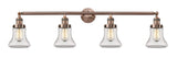 215-AC-G192 4-Light 42.25" Antique Copper Bath Vanity Light - Clear Bellmont Glass - LED Bulb - Dimmensions: 42.25 x 7.625 x 10.5 - Glass Up or Down: Yes