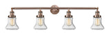 215-AC-G194 4-Light 42.25" Antique Copper Bath Vanity Light - Seedy Bellmont Glass - LED Bulb - Dimmensions: 42.25 x 7.625 x 10.5 - Glass Up or Down: Yes