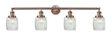 215-AC-G302 4-Light 42" Antique Copper Bath Vanity Light - Thick Clear Halophane Colton Glass - LED Bulb - Dimmensions: 42 x 7 x 11 - Glass Up or Down: Yes