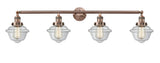 215-AC-G532 4-Light 46" Antique Copper Bath Vanity Light - Clear Small Oxford Glass - LED Bulb - Dimmensions: 46 x 9 x 10 - Glass Up or Down: Yes