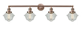 215-AC-G534 4-Light 46" Antique Copper Bath Vanity Light - Seedy Small Oxford Glass - LED Bulb - Dimmensions: 46 x 9 x 10 - Glass Up or Down: Yes