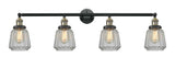 215-BAB-G142 4-Light 42.25" Black Antique Brass Bath Vanity Light - Clear Chatham Glass - LED Bulb - Dimmensions: 42.25 x 7.625 x 10.75 - Glass Up or Down: Yes