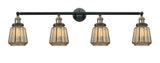 215-BAB-G146 4-Light 42.25" Black Antique Brass Bath Vanity Light - Mercury Plated Chatham Glass - LED Bulb - Dimmensions: 42.25 x 7.625 x 10.75 - Glass Up or Down: Yes
