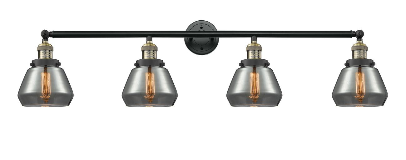 215-BAB-G173 4-Light 42.75" Black Antique Brass Bath Vanity Light - Plated Smoke Fulton Glass - LED Bulb - Dimmensions: 42.75 x 7.875 x 9.25 - Glass Up or Down: Yes