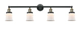 215-BAB-G181S 4-Light 42" Black Antique Brass Bath Vanity Light - Matte White Small Canton Glass - LED Bulb - Dimmensions: 42 x 7.5 x 11.25 - Glass Up or Down: Yes