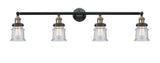 215-BAB-G184S 4-Light 42" Black Antique Brass Bath Vanity Light - Seedy Small Canton Glass - LED Bulb - Dimmensions: 42 x 7.5 x 11.25 - Glass Up or Down: Yes