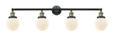 215-BAB-G201-6 4-Light 42" Black Antique Brass Bath Vanity Light - Matte White Cased Beacon Glass - LED Bulb - Dimmensions: 42 x 8.125 x 12.125 - Glass Up or Down: Yes