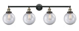 215-BAB-G202-8 4-Light 44" Black Antique Brass Bath Vanity Light - Clear Beacon Glass - LED Bulb - Dimmensions: 44 x 9.125 x 14.125 - Glass Up or Down: Yes