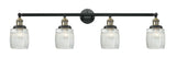 215-BAB-G302 4-Light 42" Black Antique Brass Bath Vanity Light - Thick Clear Halophane Colton Glass - LED Bulb - Dimmensions: 42 x 7 x 11 - Glass Up or Down: Yes