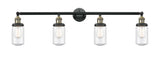 215-BAB-G314 4-Light 43" Black Antique Brass Bath Vanity Light - Seedy Dover Glass - LED Bulb - Dimmensions: 43 x 7.5 x 10.75 - Glass Up or Down: Yes