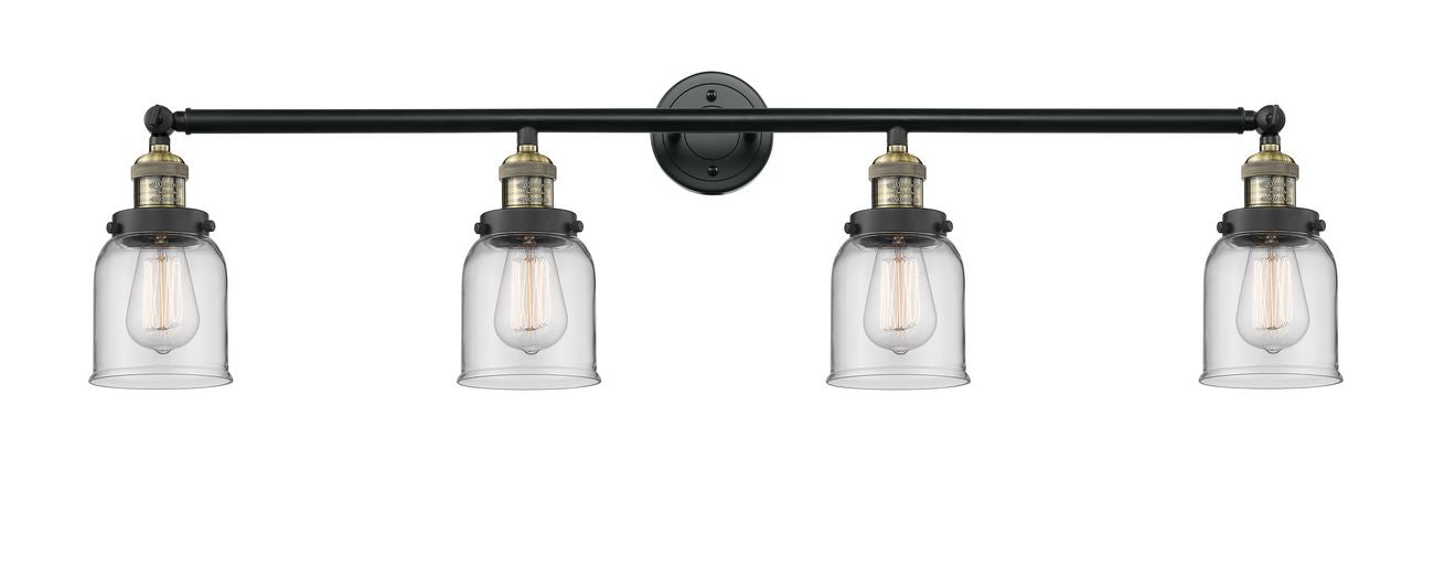 215-BAB-G52 4-Light 42" Black Antique Brass Bath Vanity Light - Clear Small Bell Glass - LED Bulb - Dimmensions: 42 x 7 x 9.75 - Glass Up or Down: Yes
