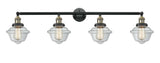 215-BAB-G532 4-Light 46" Black Antique Brass Bath Vanity Light - Clear Small Oxford Glass - LED Bulb - Dimmensions: 46 x 9 x 10 - Glass Up or Down: Yes
