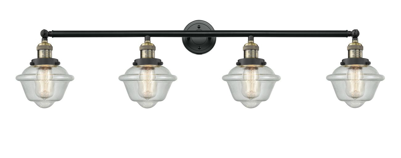 215-BAB-G534 4-Light 46" Black Antique Brass Bath Vanity Light - Seedy Small Oxford Glass - LED Bulb - Dimmensions: 46 x 9 x 10 - Glass Up or Down: Yes
