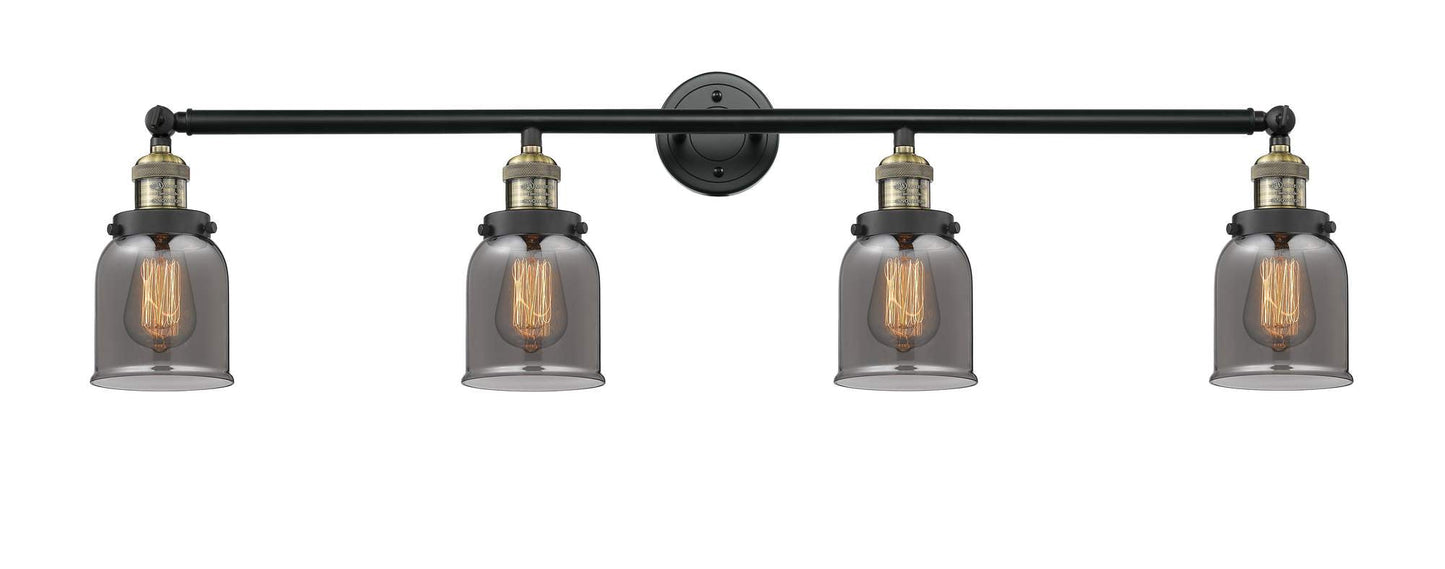 215-BAB-G53 4-Light 42" Black Antique Brass Bath Vanity Light - Plated Smoke Small Bell Glass - LED Bulb - Dimmensions: 42 x 7 x 9.75 - Glass Up or Down: Yes