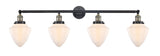 215-BAB-G661-7 4-Light 45.75" Black Antique Brass Bath Vanity Light - Matte White Cased Small Bullet Glass - LED Bulb - Dimmensions: 45.75 x 8 x 15 - Glass Up or Down: Yes