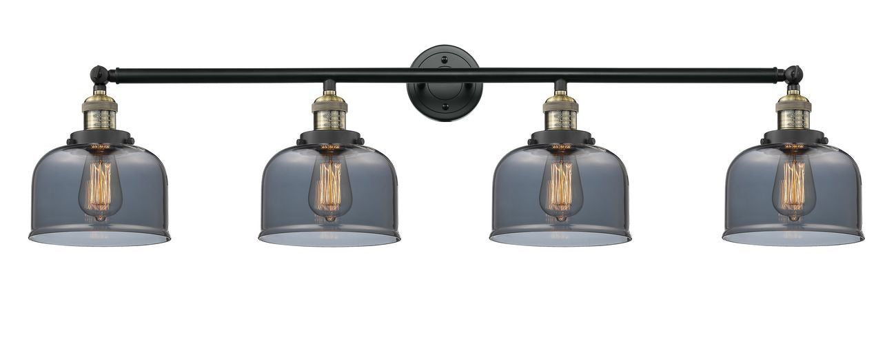 215-BAB-G73 4-Light 44" Black Antique Brass Bath Vanity Light - Plated Smoke Large Bell Glass - LED Bulb - Dimmensions: 44 x 8.5 x 9.75 - Glass Up or Down: Yes