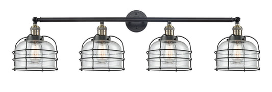 215-BAB-G74-CE 4-Light 44" Black Antique Brass Bath Vanity Light - Seedy Large Bell Cage Glass - LED Bulb - Dimmensions: 44 x 8.5 x 9.75 - Glass Up or Down: Yes