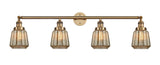 215-BB-G146 4-Light 42.25" Brushed Brass Bath Vanity Light - Mercury Plated Chatham Glass - LED Bulb - Dimmensions: 42.25 x 7.625 x 10.75 - Glass Up or Down: Yes