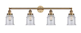 215-BB-G184 4-Light 42" Brushed Brass Bath Vanity Light - Seedy Canton Glass - LED Bulb - Dimmensions: 42 x 7.5 x 11.25 - Glass Up or Down: Yes