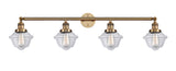215-BB-G532 4-Light 46" Brushed Brass Bath Vanity Light - Clear Small Oxford Glass - LED Bulb - Dimmensions: 46 x 9 x 10 - Glass Up or Down: Yes