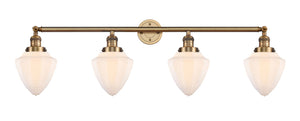 4-Light 45.75" Antique Brass Bath Vanity Light - Matte White Cased Small Bullet Glass LED